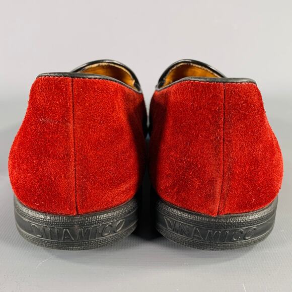 A.TESTONI Size 8 Burgundy Black Contrast Trim Suede Slip On Loafers main image 10